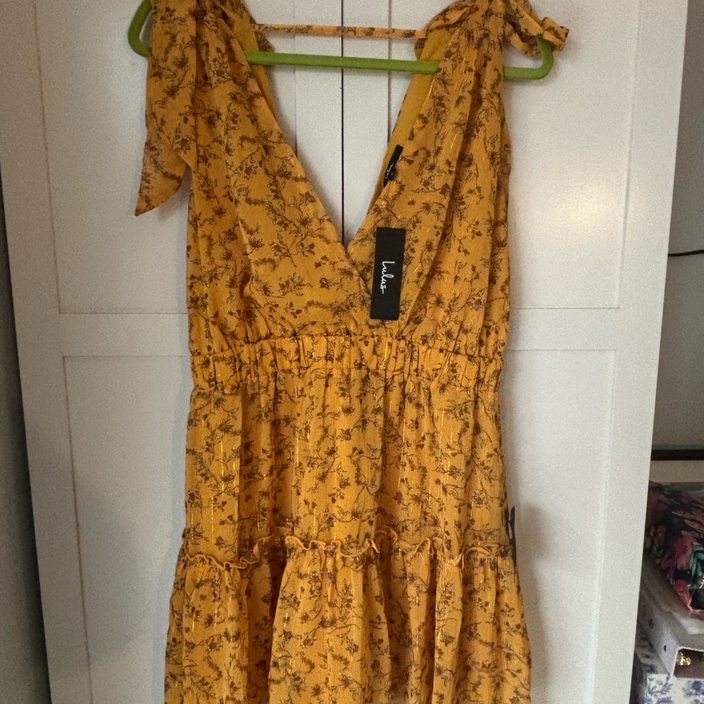 Lulus Yellow Floral Sleeveless Mini Dress